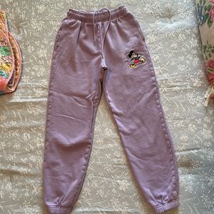 Disney Lavender Sweatpants with Mickey Mouse xs